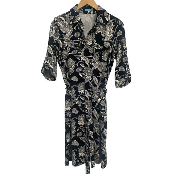 J. McLaughlin Catalina Cloth Black & White Paisley Shirtdress Women’s Size XS - Picture 1 of 8